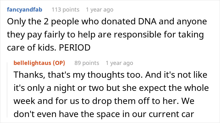 Reddit conversation about a woman refusing to babysit step sister&rsquo;s kids, causing family drama and disputes.