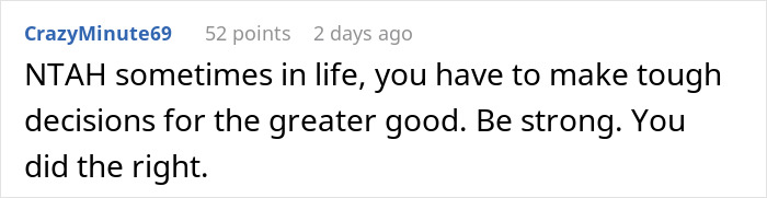 Screenshot of an online comment supporting a bride-to-be who shuts down prenup over secret credit card debt.