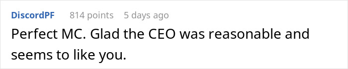 Employee wearing full suit at office defies berating boss, leading to boss&rsquo;s demotion in workplace showdown.