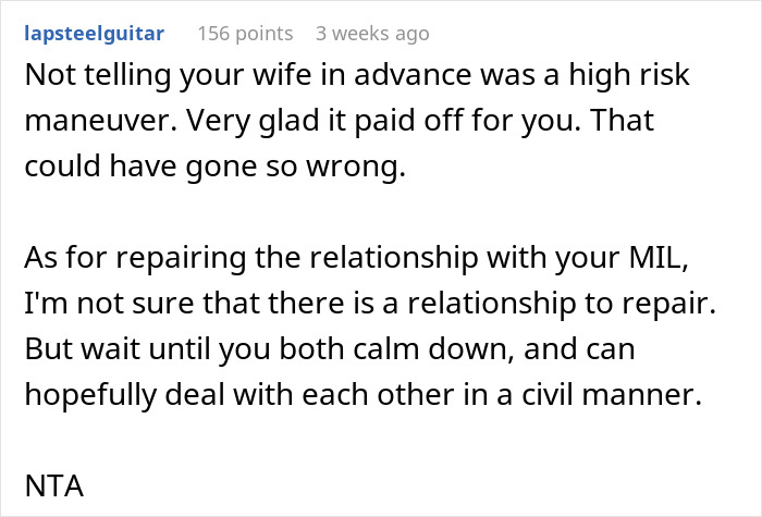 Text post discussing repairing the relationship with MIL after issues between new mom and MIL cause conflict. Text post discussing repairing the relationship with MIL after issues between new mom and MIL cause conflict.