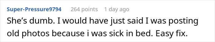 Comment discussing a woman calling in sick and sharing her experience during a bottomless mimosa brunch.