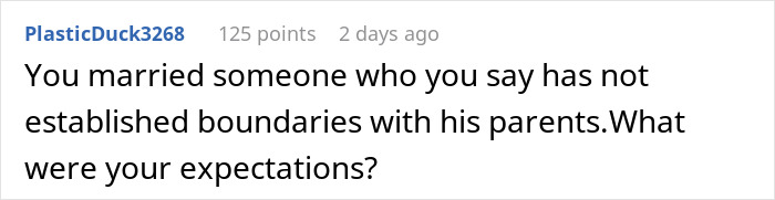 Screenshot of a Reddit comment discussing boundaries related to a helicopter mom asking about grandkids on a honeymoon.