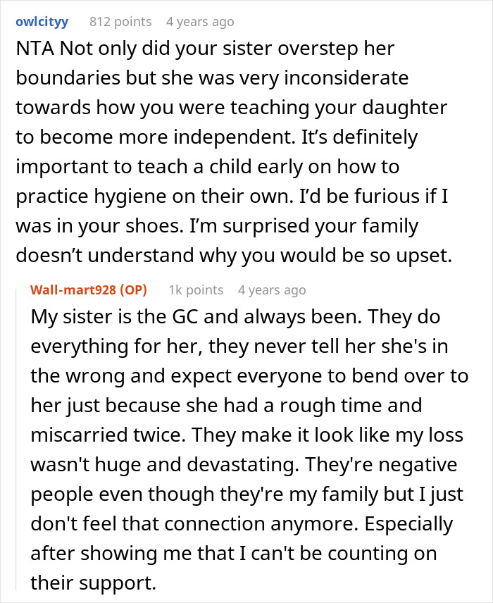 Reddit comments discussing a dad teaching daughter basic tasks after wife&rsquo;s passing and sister calling it neglect.
