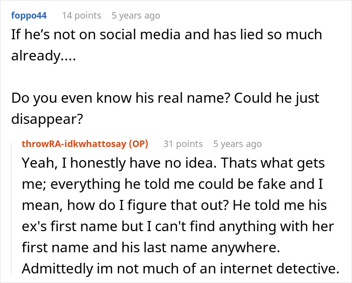 Screenshot of an online conversation discussing a woman discovering her boyfriend&rsquo;s secret wife before childbirth.