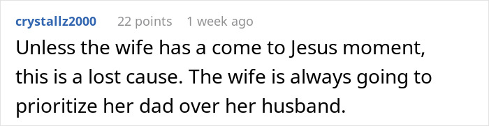 Comment highlighting FIL pointing at son-in-law over missing iPad and the wife's silence affecting relationships.