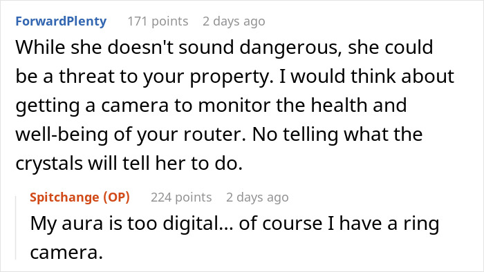 Online discussion about entitled neighbor demanding to stop using WiFi due to claims it distracts her plants. Online discussion about entitled neighbor demanding to stop using WiFi due to claims it distracts her plants.