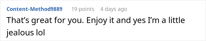 User comment on a screen showing text about an employee figuring out how to only work a week a month, sharing his story. User comment on a screen showing text about an employee figuring out how to only work a week a month, sharing his story.