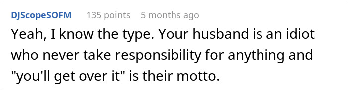Screenshot of a Reddit comment criticizing a husband for failing responsibility in a woman&rsquo;s cross-country move and public shaming.