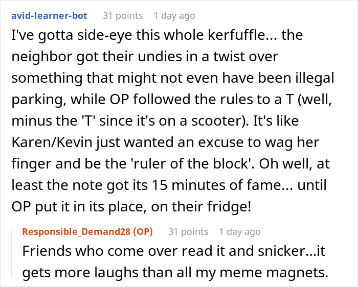 Resident leaves a nasty note on guest’s scooter and gets reported for their own violations in a neighborhood dispute. Resident leaves a nasty note on guest’s scooter and gets reported for their own violations in a neighborhood dispute.