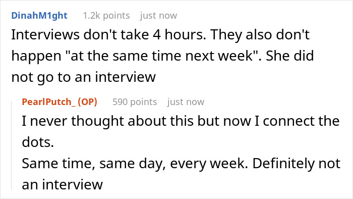 Screenshot of an online conversation discussing a neighbor demanding a woman babysit her kids every week due to lack of real responsibilities.