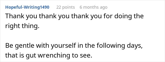 Screenshot of a heartfelt online comment thanking a babysitter for calling CPS after seeing kids' living conditions.