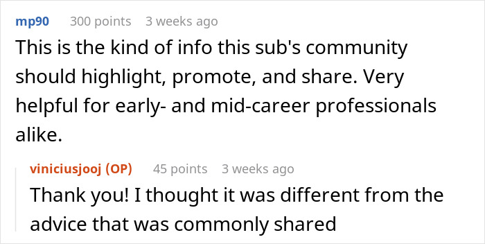 Screenshot of an online discussion where a professional career coach shares tips to help people ace interviews and land jobs.