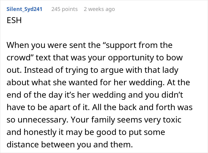 Comment about woman refusing to wear a wig at brother's wedding, highlighting family conflict and wedding drama. Comment about woman refusing to wear a wig at brother's wedding, highlighting family conflict and wedding drama.