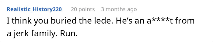 Reddit comment about a woman excluded from her boyfriend’s family vacation due to her gluten intolerance. Reddit comment about a woman excluded from her boyfriend’s family vacation due to her gluten intolerance.