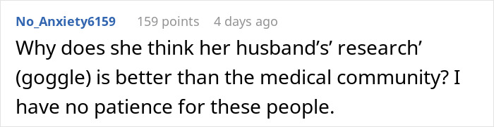 Screenshot of an online comment criticizing a pregnant anti-vaxxer&rsquo;s beliefs as a best friend ends future playdates.