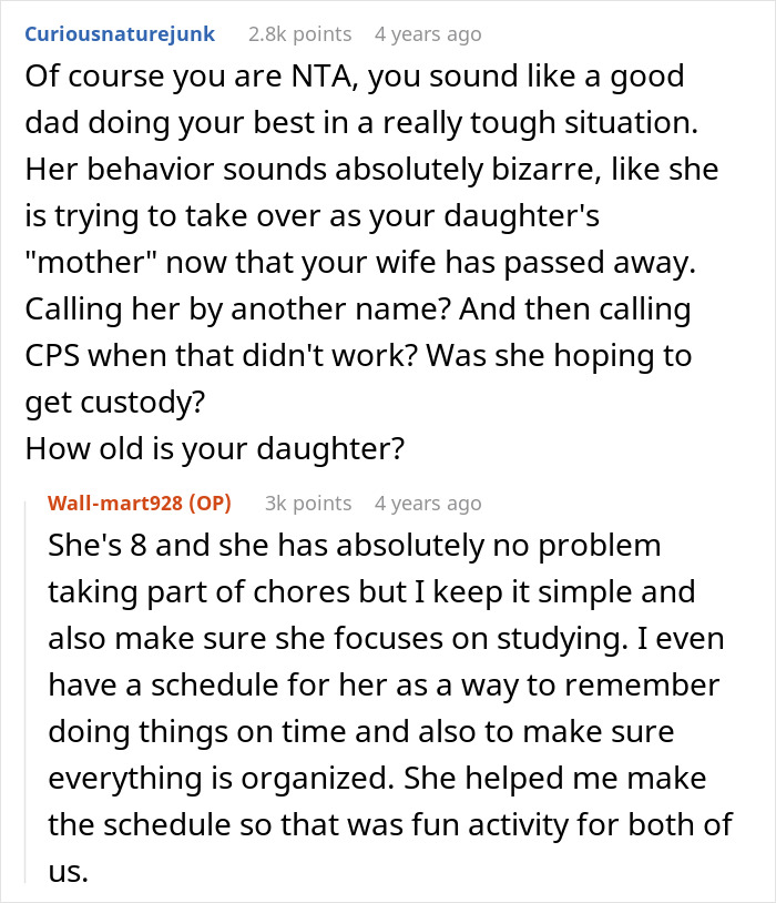 Reddit discussion about a dad teaching his daughter basic tasks after wife&rsquo;s passing, amid claims of neglect by his sister.