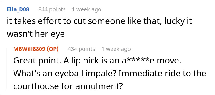 Comments discussing the groom smashing cake and accidentally hurting the bride with a fork during a wedding celebration. Comments discussing the groom smashing cake and accidentally hurting the bride with a fork during a wedding celebration.