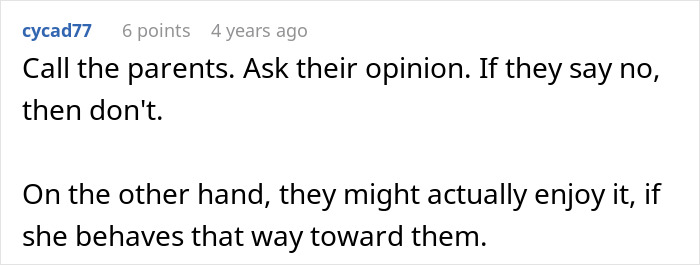 Comment discussing calling parents about babysitter dyeing girls&rsquo; hair pink and grandma&rsquo;s strong reaction to it.