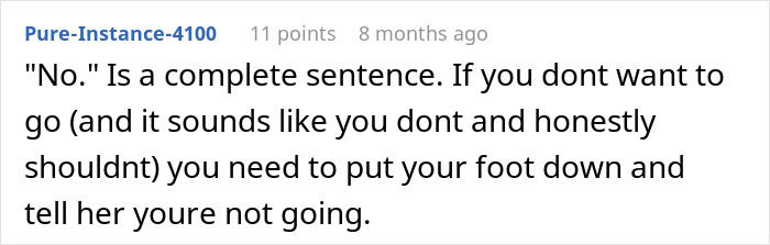 Comment on a forum post where a dad wonders if he&rsquo;s a jerk for not wanting to join his wife&rsquo;s work trip with the kids.