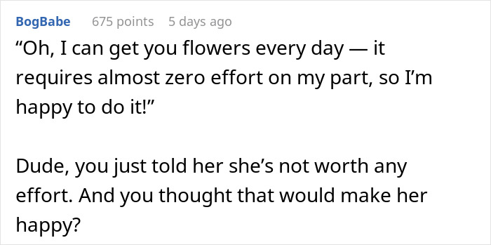 Comment discussing a man struggling with how to make his wife feel what he feels, highlighting relationship effort issues.