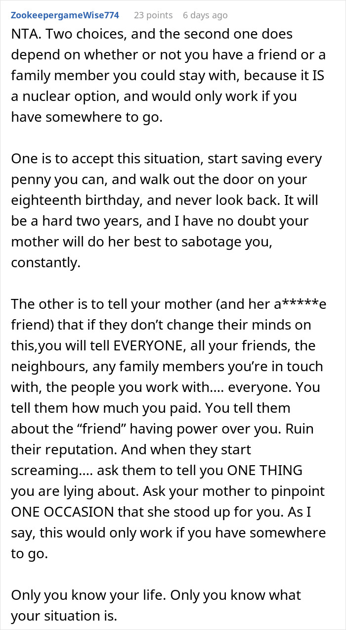 Reddit user advises on standing up to mom and having a say in own sweet 16 after paying most of the expenses. Reddit user advises on standing up to mom and having a say in own sweet 16 after paying most of the expenses.