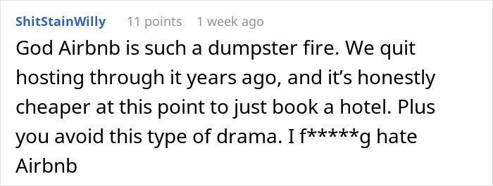 Screenshot of an online comment criticizing Airbnb and sharing frustration about last-minute price increases by hosts.