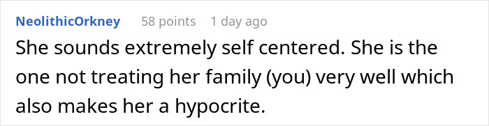 Screenshot of an online comment discussing feelings related to being too depressed to babysit, highlighting family dynamics.