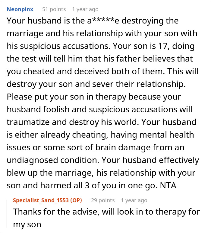 Alt text: Woman wants to end 24-year marriage after husband demands paternity test for their teen son, causing family tension Alt text: Woman wants to end 24-year marriage after husband demands paternity test for their teen son, causing family tension