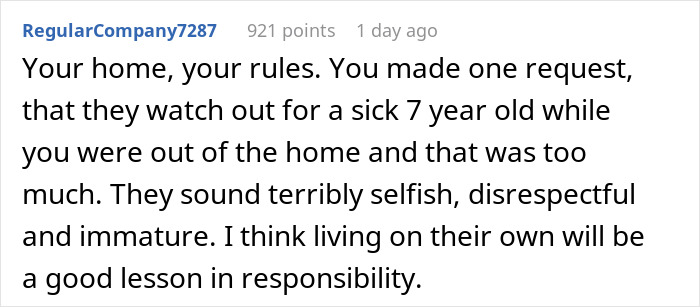 Comment highlighting mom blowing up at daughters, calling them pathetic for mistreating half-brother in a family conflict.