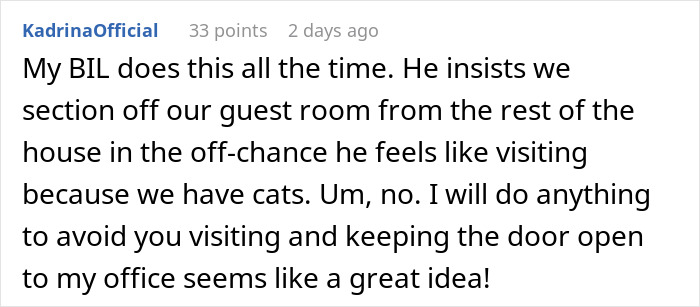 User comment about setting boundaries with guests, illustrating challenges when asking roommates to leave a shared space.