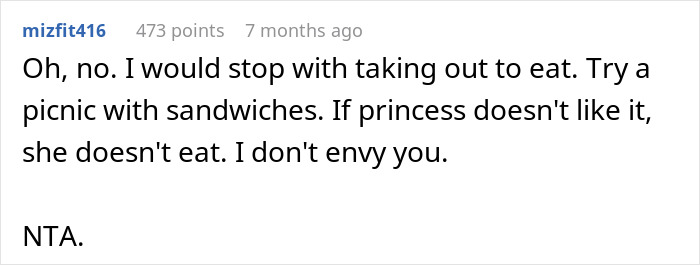 Commenter suggesting alternative kid outings like picnics, related to refusing kid outings with brother&rsquo;s kids.