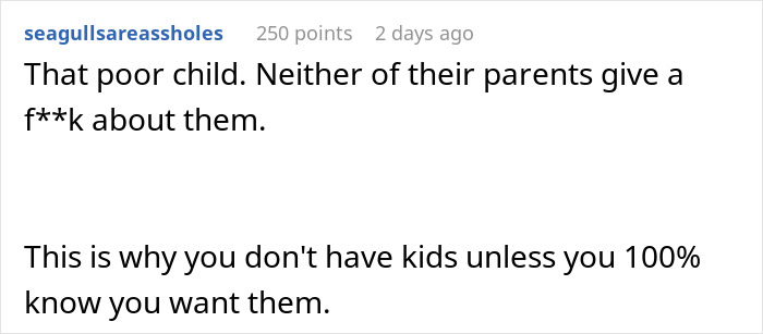 Comment about a tired mom dealing with cheating husband and unwanted child expressing frustration over parenting choices.
