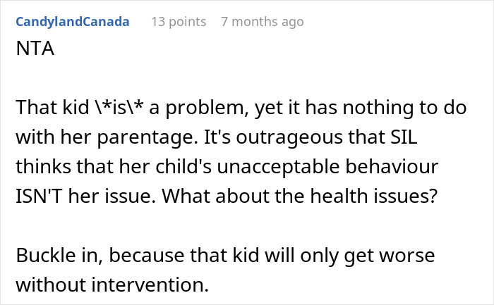 Reddit comment discussing refusing kid outings with brother&rsquo;s kids due to unacceptable child behavior and health concerns.