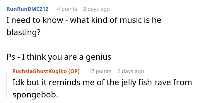 Alt text: Online conversation about a clever woman confusing loud downstairs neighbor to restore peace in an apartment block. Alt text: Online conversation about a clever woman confusing loud downstairs neighbor to restore peace in an apartment block.