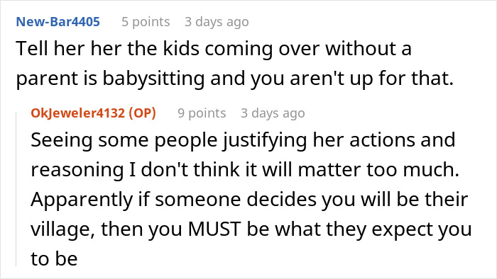 Text conversation about refusing to treat brother's girlfriend's kids the same as own, discussing expectations and boundaries.