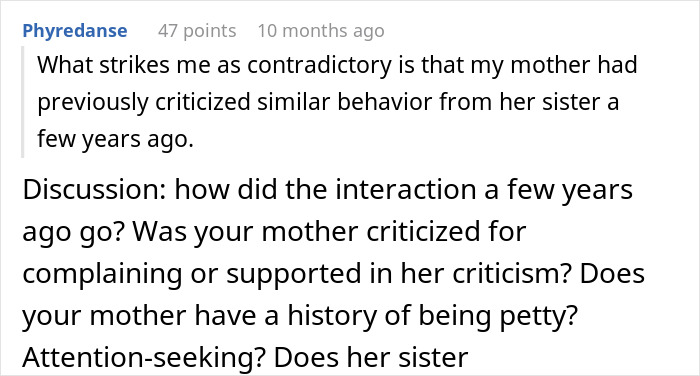 Comment discussing a woman feeling betrayed after her mother goes topless in front of her boyfriend and related family dynamics. Comment discussing a woman feeling betrayed after her mother goes topless in front of her boyfriend and related family dynamics.
