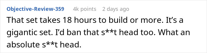 &ldquo;Be A Real Man&rdquo;: MIL Wrecks Man&rsquo;s Lego Set To Prove A Point, Gets Herself Banned From The Home