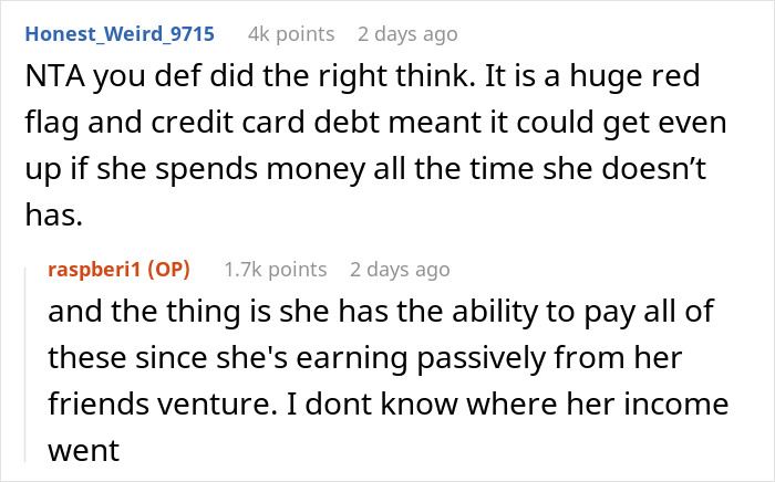Red flag raised as bride-to-be&rsquo;s secret credit card debt affects prenup discussions in online forum debate.
