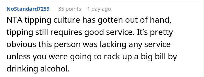 Comment discussing tipping culture and service quality related to not tipping a waitress on a 300 plus dollar tab. Comment discussing tipping culture and service quality related to not tipping a waitress on a 300 plus dollar tab.
