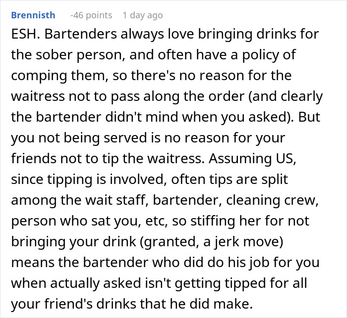 Comment discussing tipping etiquette for a waitress on a $300+ tab and the impact on staff sharing tips. Comment discussing tipping etiquette for a waitress on a $300+ tab and the impact on staff sharing tips.