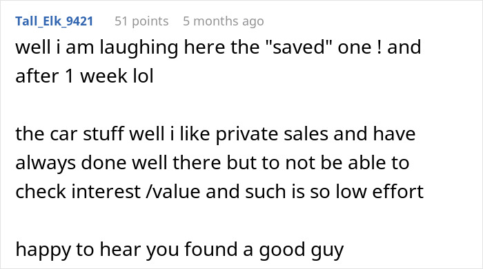 Comment discussing selling belongings and challenges during a cross-country move, mentioning husband shaming publicly.