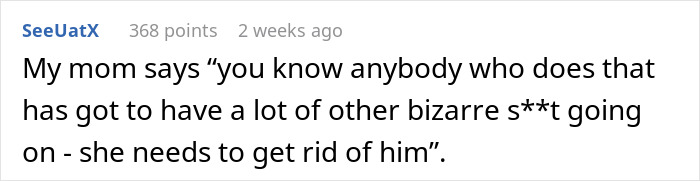 Screenshot of a social media comment about a girlfriend reconsidering the relationship after finding boyfriend’s secret scale. Screenshot of a social media comment about a girlfriend reconsidering the relationship after finding boyfriend’s secret scale.