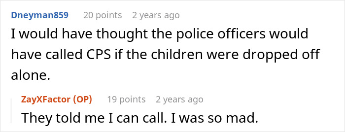 Screenshot of an online discussion about a man who found his little sisters alone and called CPS.