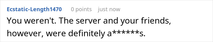 Screenshot of a Reddit comment discussing tipping etiquette on a waitress with a $300+ tab. Screenshot of a Reddit comment discussing tipping etiquette on a waitress with a $300+ tab.