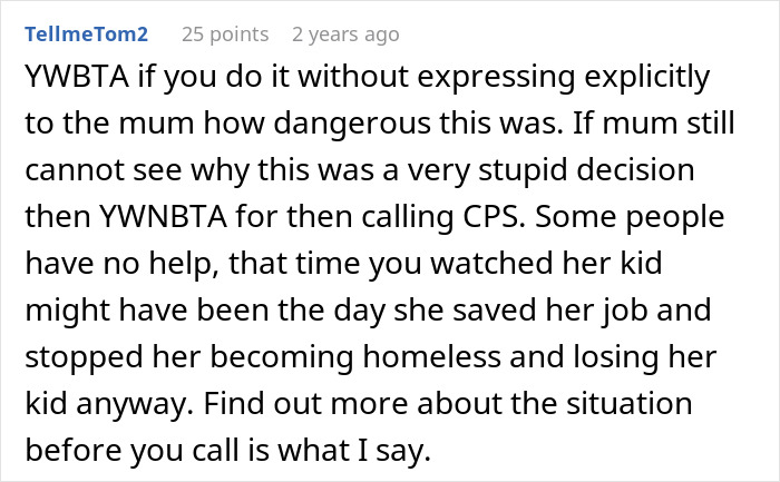 Comment on woman abandoning child with stranger roommate she&rsquo;s known briefly, discussing work emergency risks.