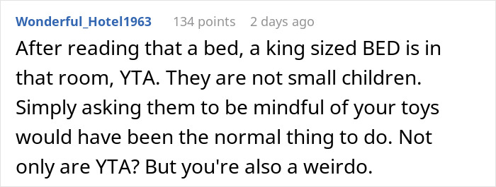 Comment discussing a man prioritizing his miniature wargaming studio over his daughter and her fianc&eacute;, calling him a weirdo.