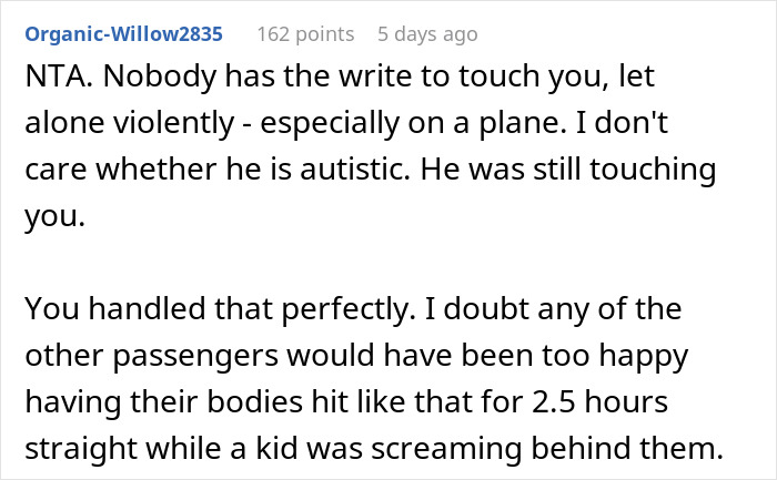 Passenger moves seats on flight after special needs kid causes disturbance, then gets blamed by nearby passengers.