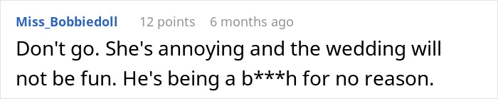 Screenshot of a comment discussing a bride banning her cousin with alopecia from wearing a headscarf at a wedding.