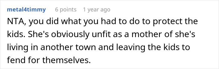 Screenshot of an online comment discussing neglectful mom and concerns for kids left to fend for themselves.