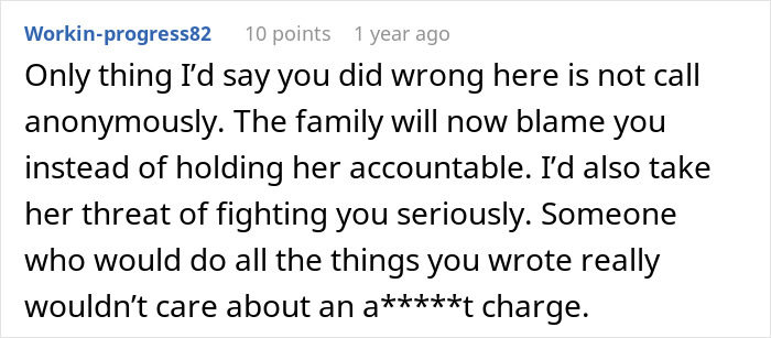 Screenshot of an online comment discussing a woman served with divorce papers after helping care for sister-in-law&rsquo;s kids.